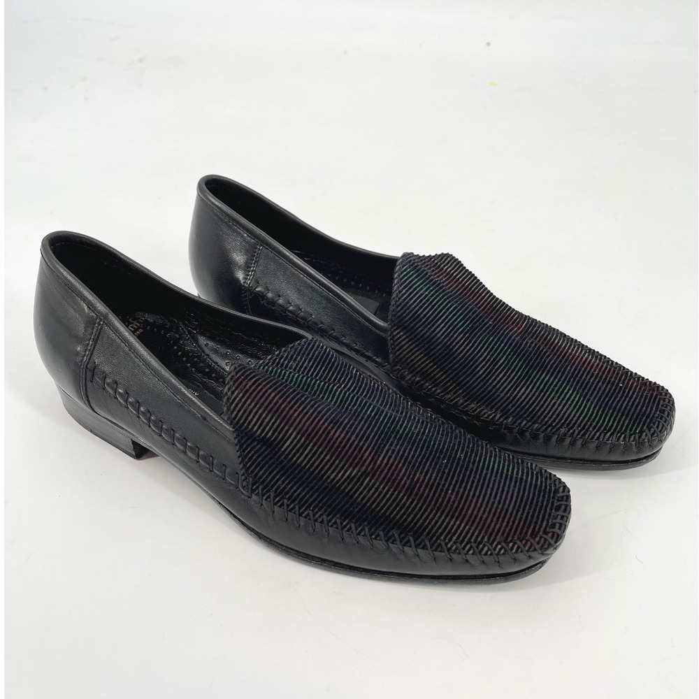 Lorenzo Banfi‎ Black Leather Slip On Dress Loafers Mens Italian Shoes Size 7.5